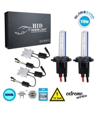 GloboStar® 84158 H7 XCB Line KIT Βασικού Φωτισμού Αυτοκινήτου & Μοτοσυκλέτας 3rd Generation Can-Bus Extreme Series XENON 110W 10350lm DC 9-16V Αδιάβροχο IP65 Ψυχρό Λευκό 8000K